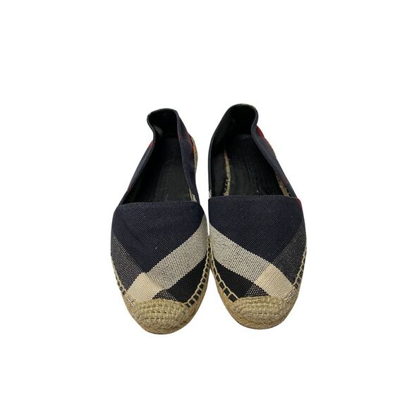 Burberry Checked Espadrilles in Navy Blue Canvas - Picture 2 of 8